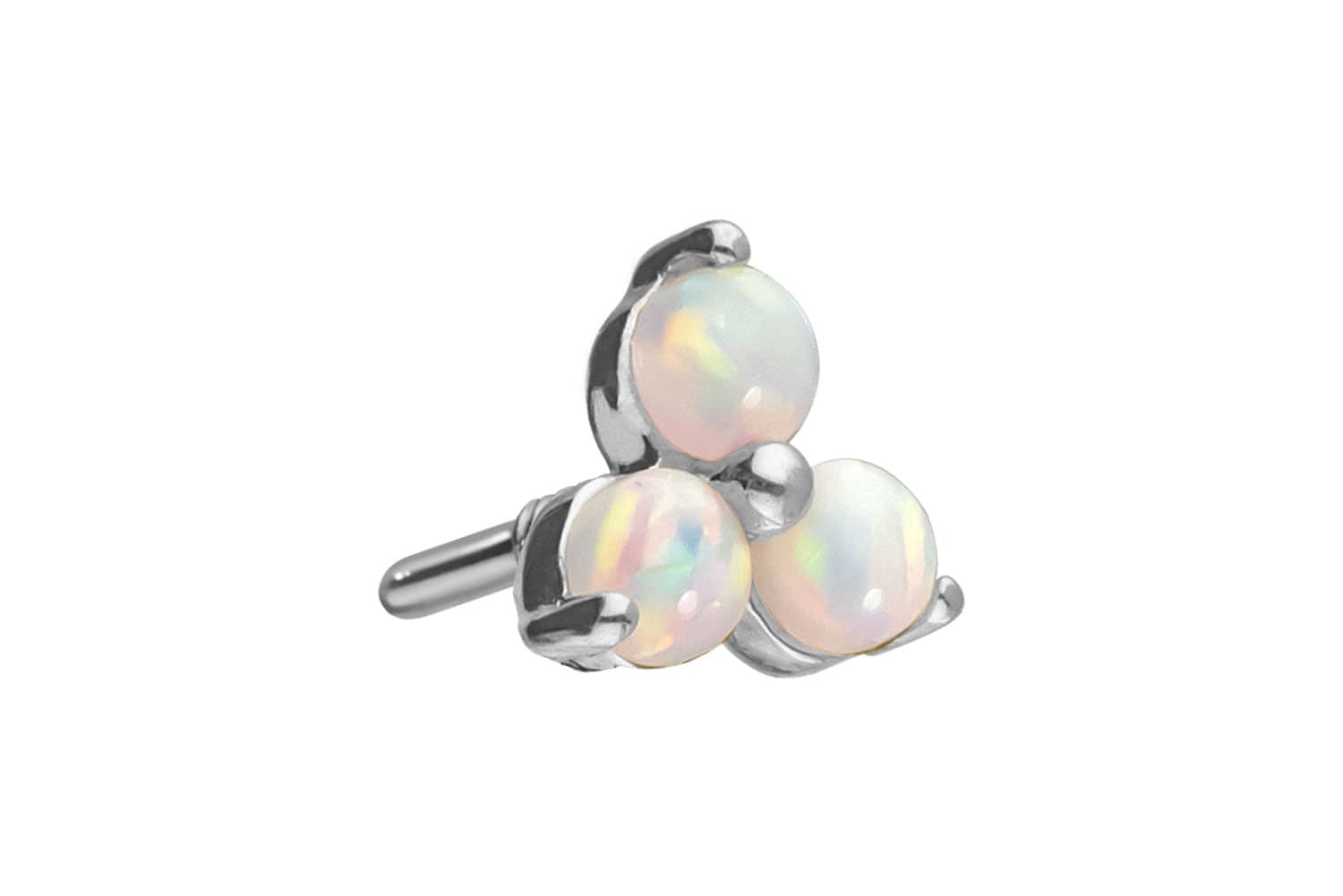 14 Karat Gold Schraubaufsatz mit Außengewinde BLUME + 3 SYNTHETISCHE OPALE von Piercingline